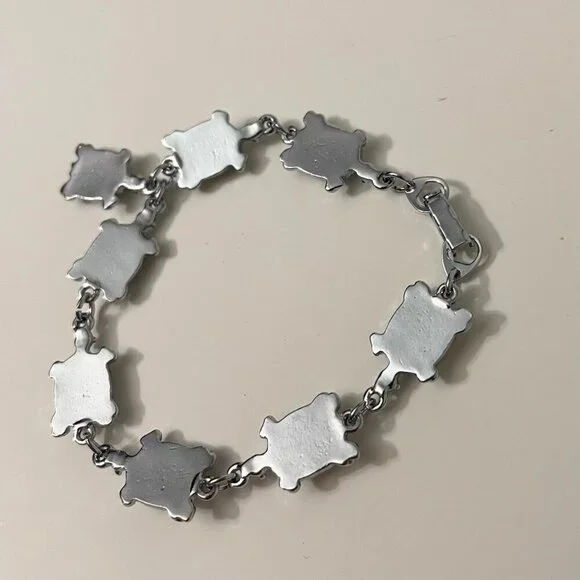 Multi Coloured Turtle Shell Bracelet 7 Inch Long - Picture 5 of 16